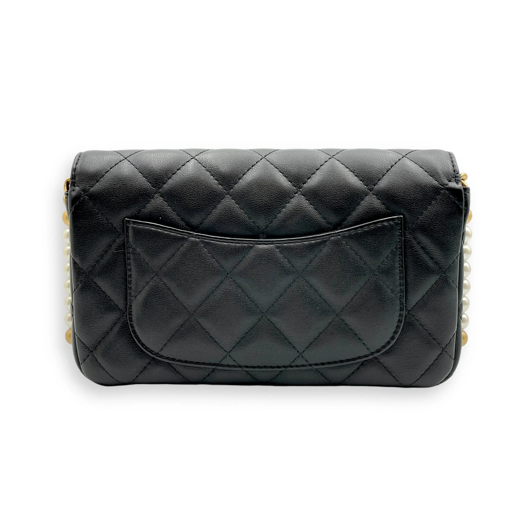 CC Quilt Black Crossbody Bag in Lambskin, Gold hardware