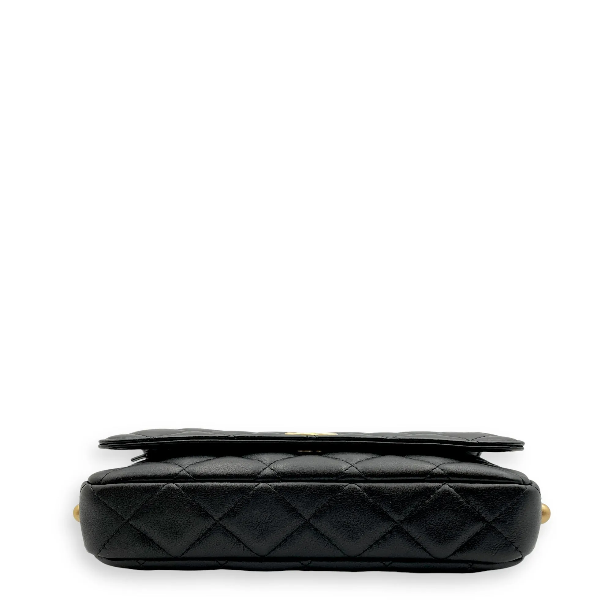 CC Quilt Black Crossbody Bag in Lambskin, Gold hardware