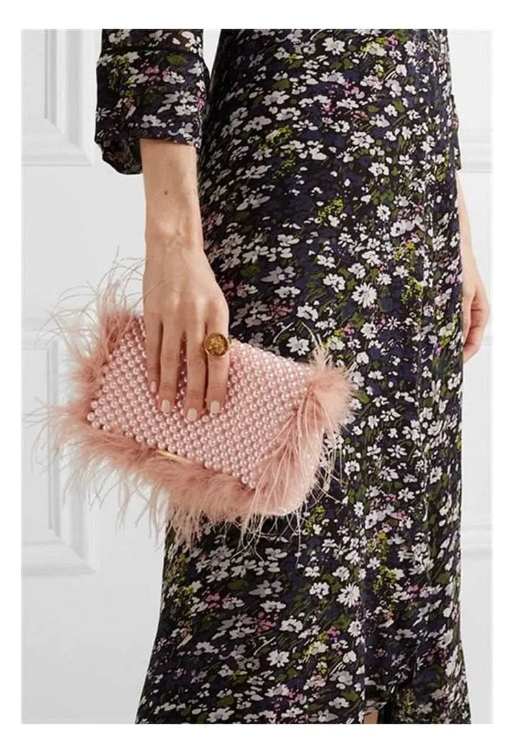 Celia Plush Beaded Clutch