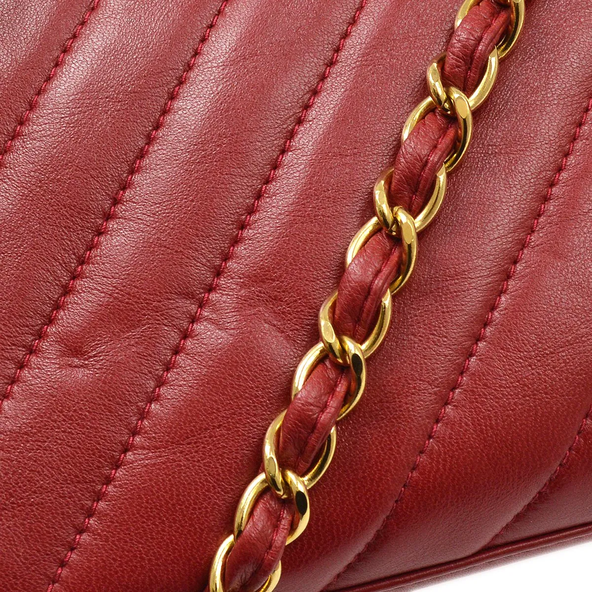 CHANEL 1994-1996 Red Lambskin Quilted Camera Bag Mini 61270