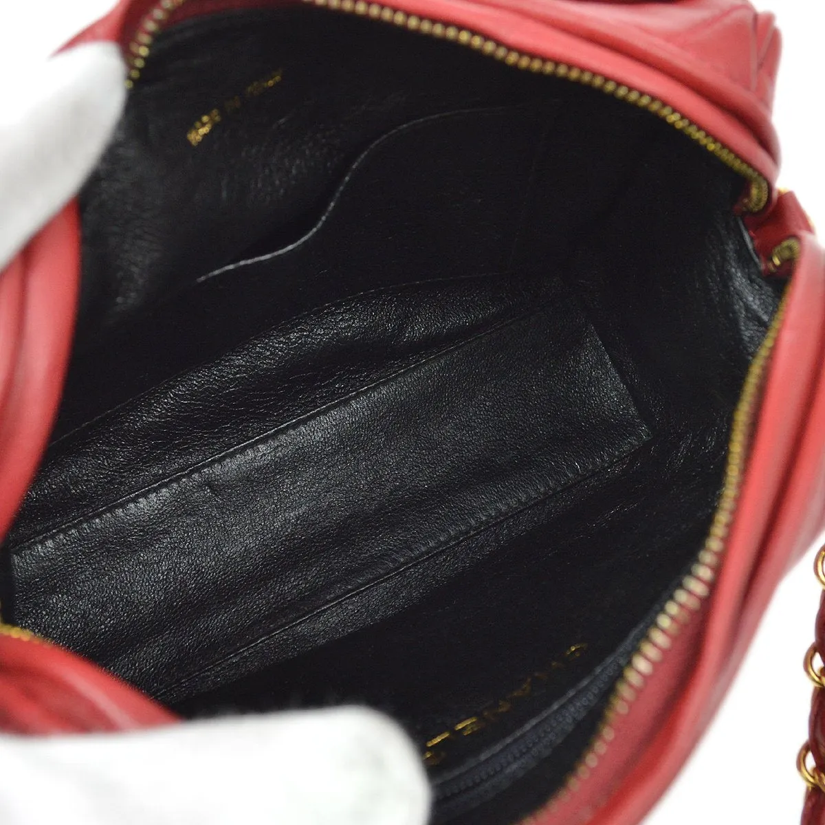 CHANEL 1994-1996 Red Lambskin Quilted Camera Bag Mini 61270