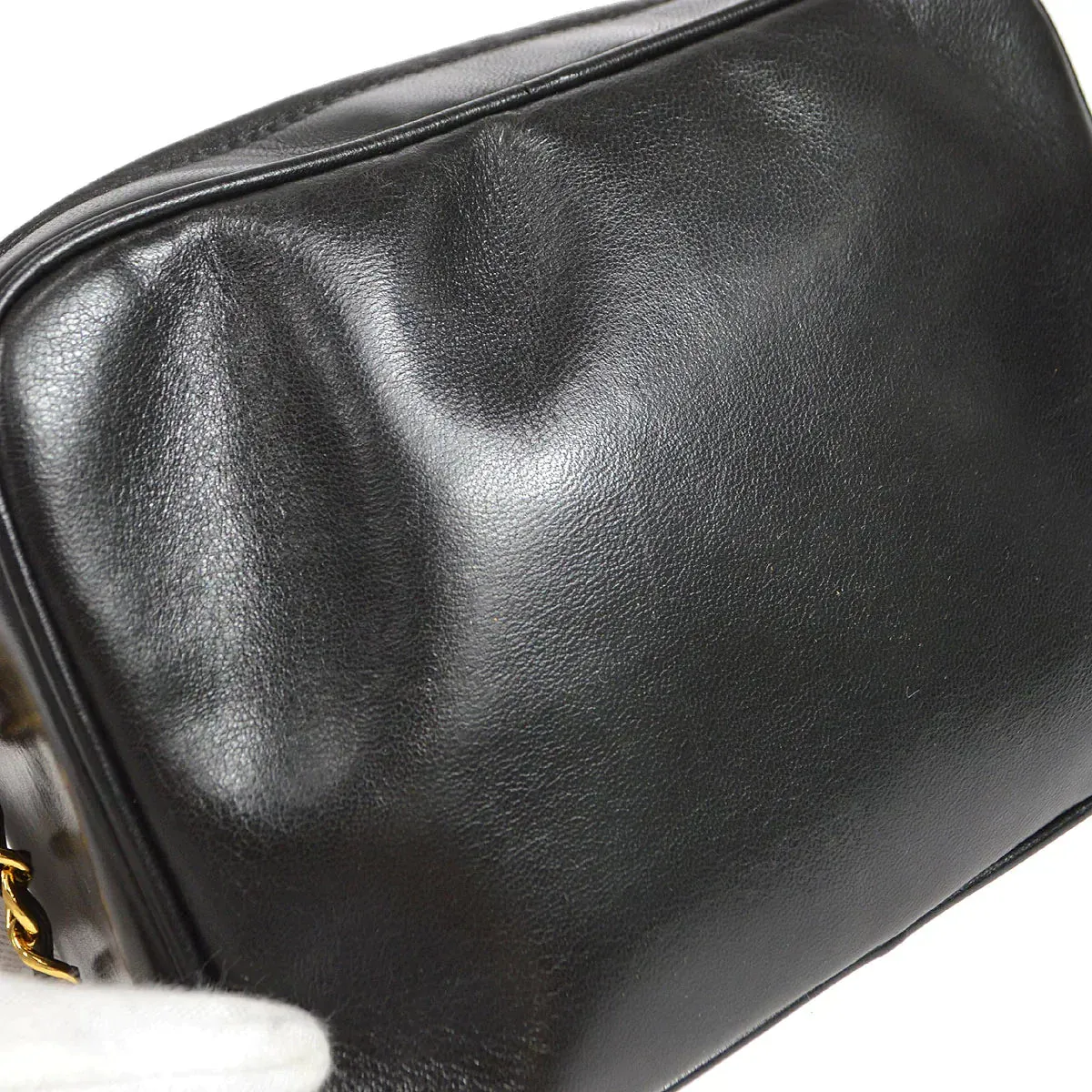 CHANEL 1994-1996 Triple CC Camera Bag Mini Black Lambskin 46417
