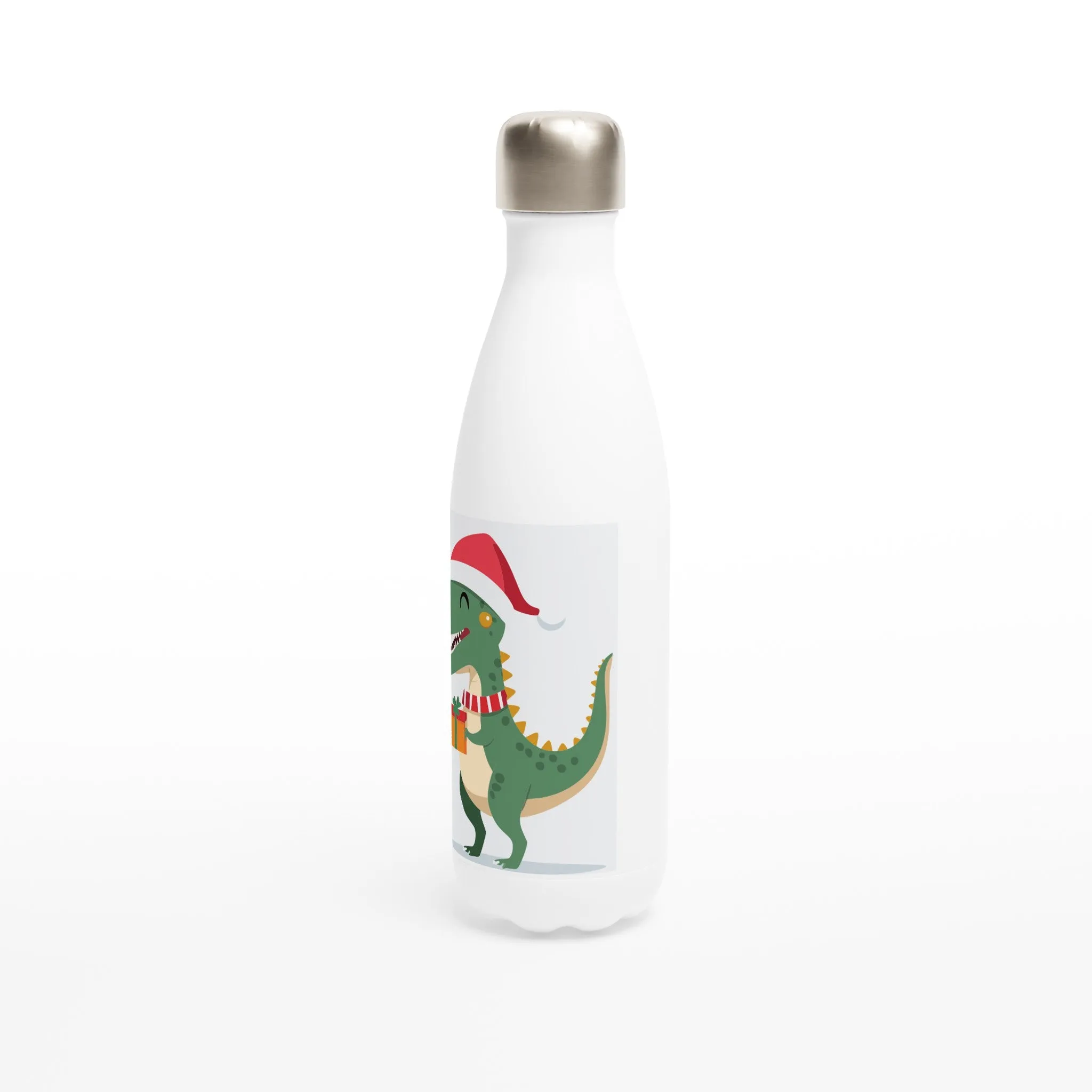 Christmas Tyrannosaurus White 17oz Stainless Steel Water Bottle