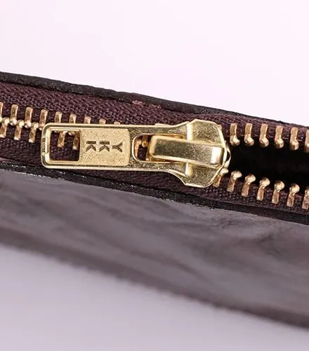 COFFEE Small MENS LEATHER SLIM ZIPPER CLUTCH WRISTLET PURSE BAG CLUTCH BAG FOR MEN