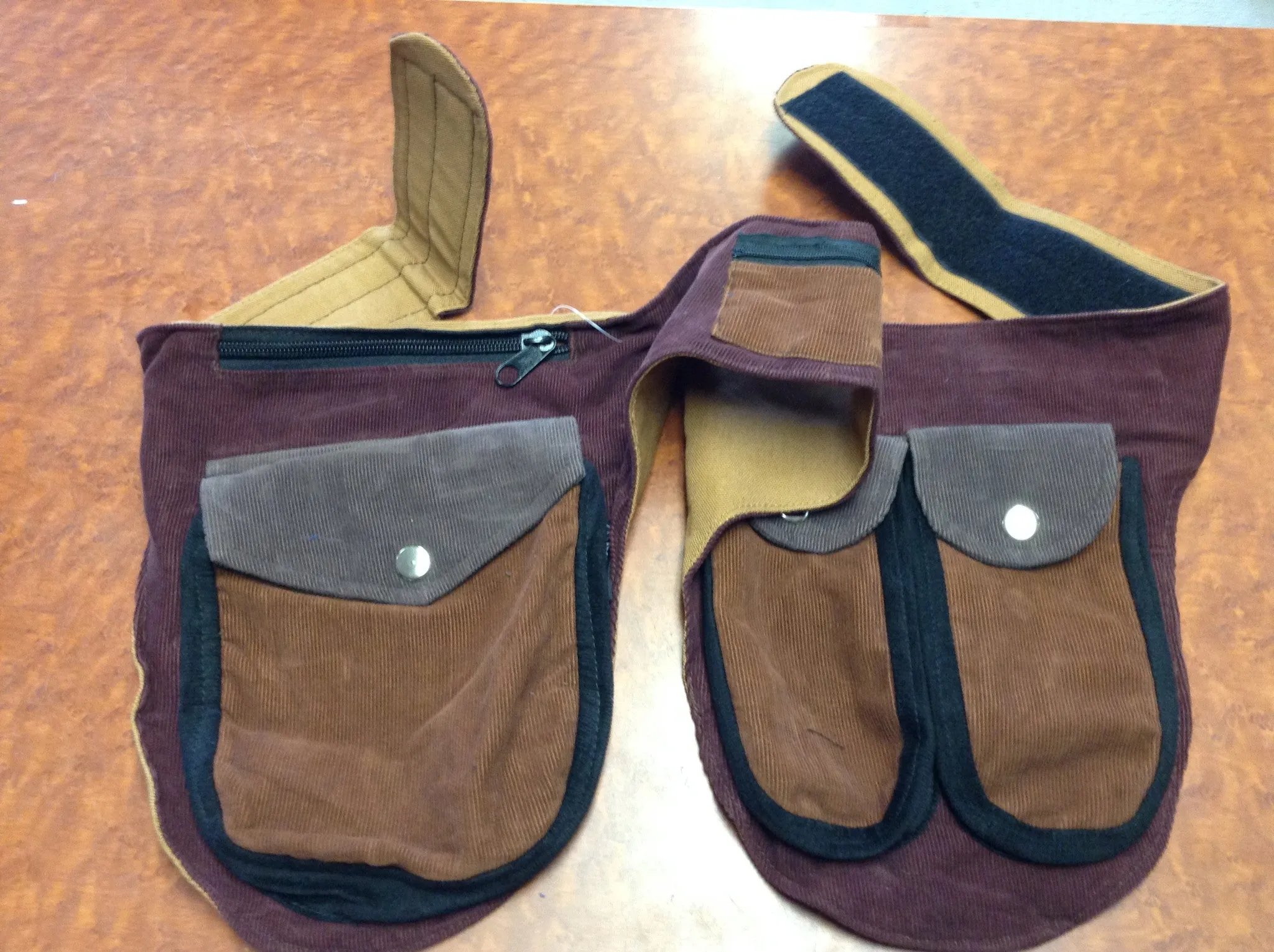 Corduroy Double-Sided Velcro Fanny Pack