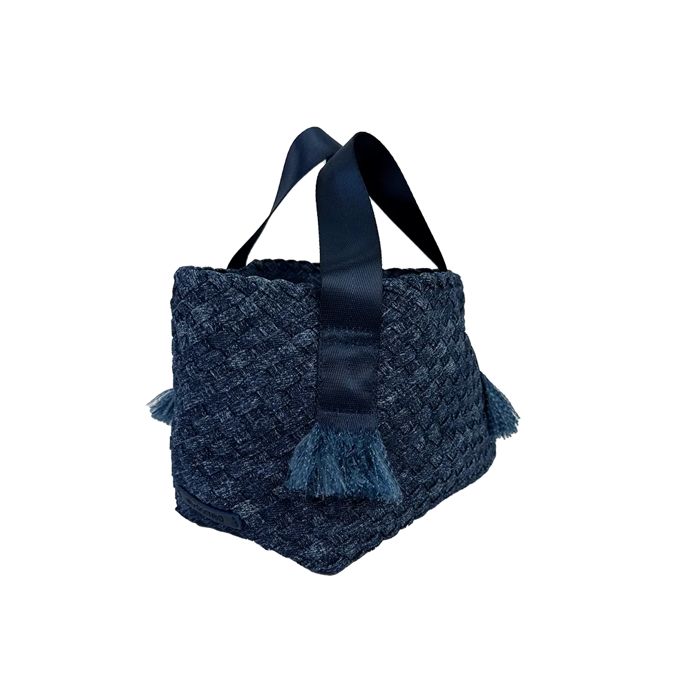 Darcy Woven Denim Tote w/ Self Handles w/ Crossbody Strap