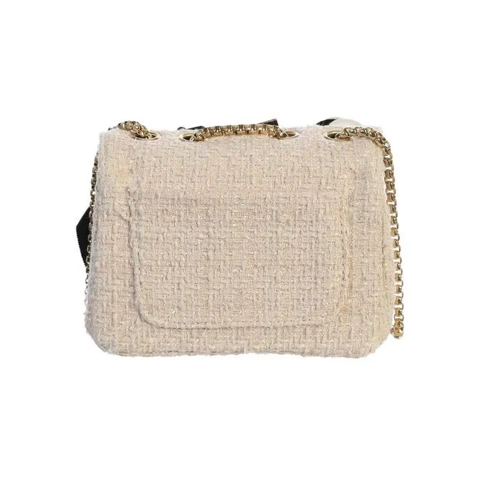 Dear Ellie Tweed Handbag w/Bow - Nude-Black