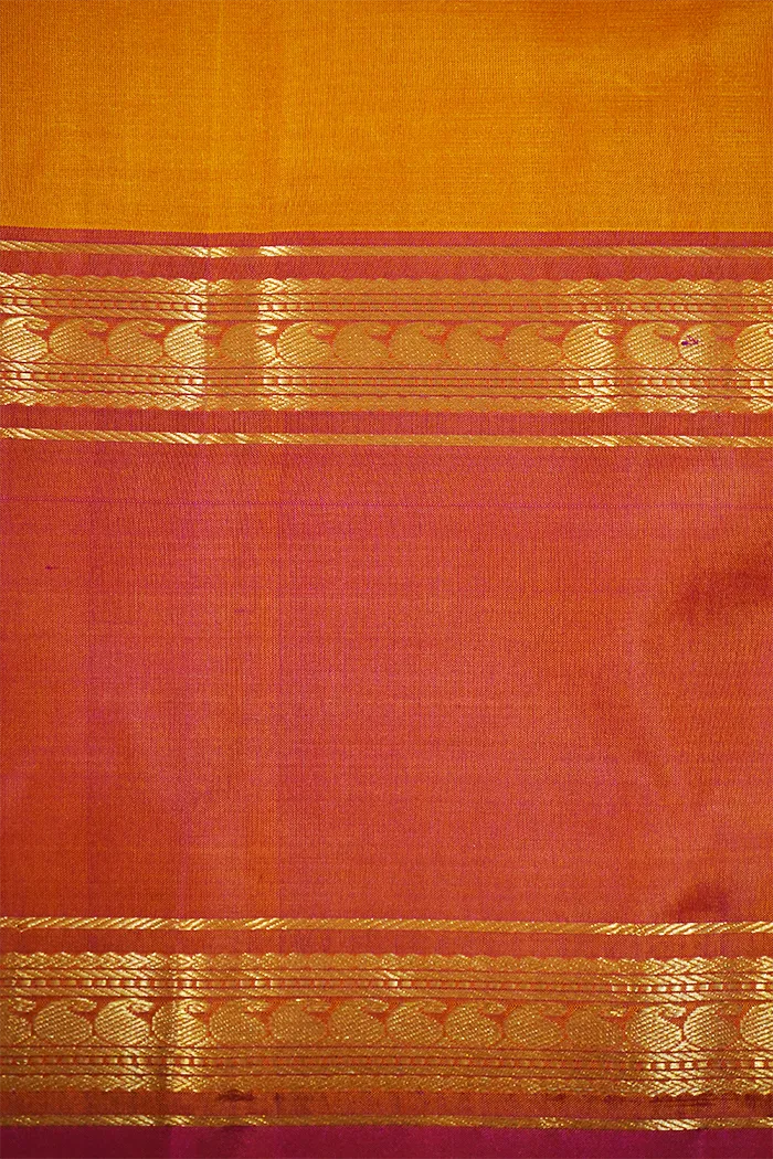 DIRTY ORANGE WITH RUST BROWN PURE KANCHIVARAM SILK SAREE