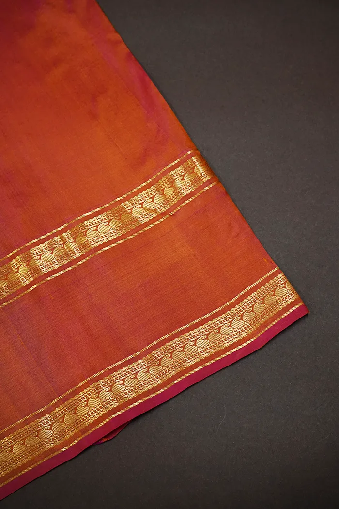 DIRTY ORANGE WITH RUST BROWN PURE KANCHIVARAM SILK SAREE