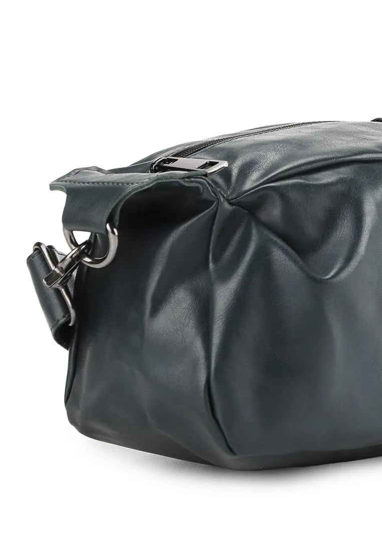 Distressed Leather Hitch Crossbody Bag - Green