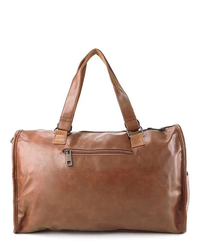 Distressed Leather Nomad Duffel Bag - Camel