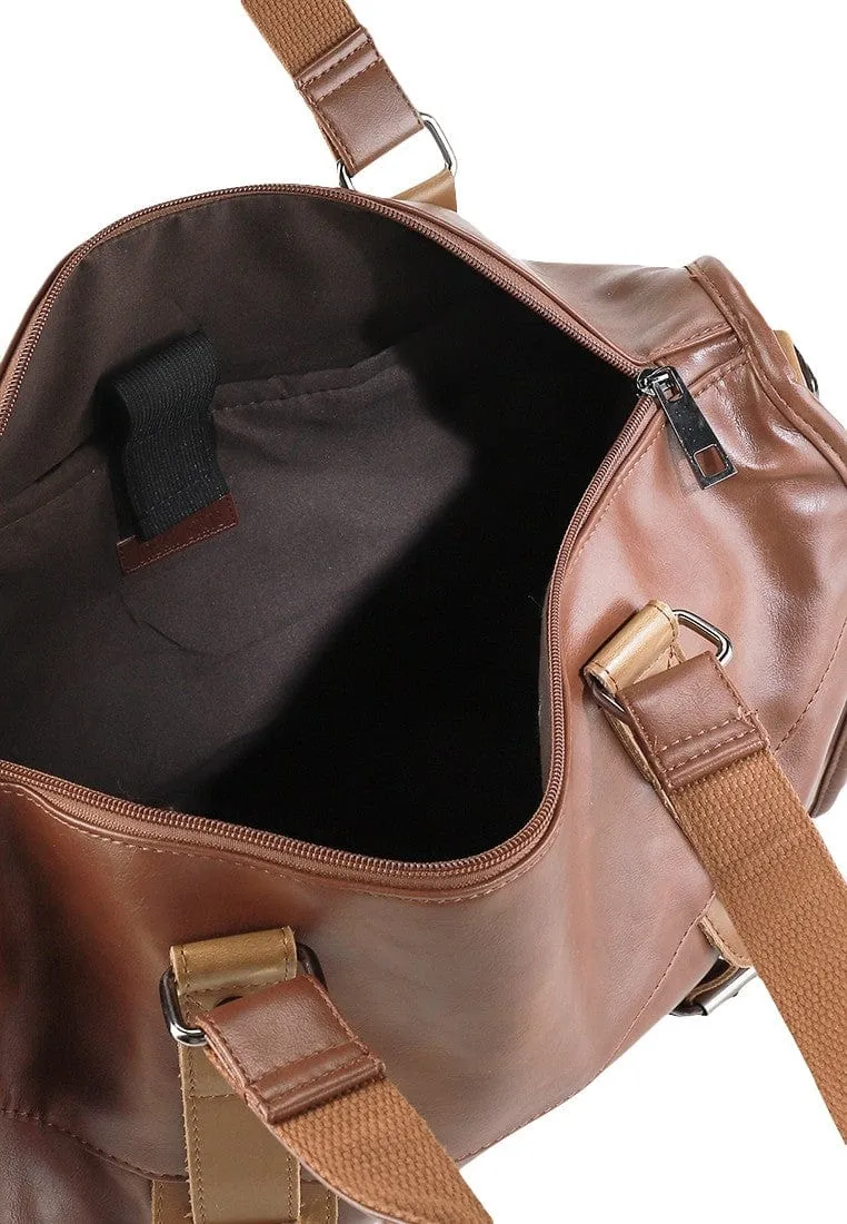 Distressed Leather Nomad Duffel Bag - Camel