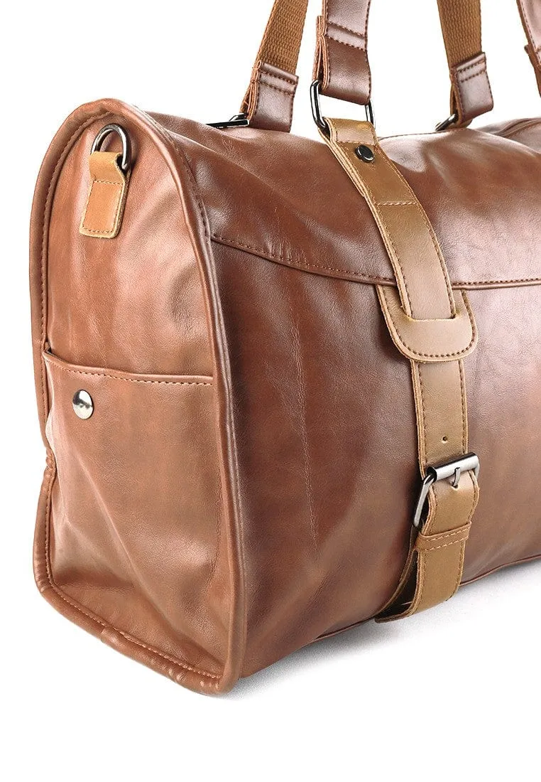 Distressed Leather Nomad Duffel Bag - Camel