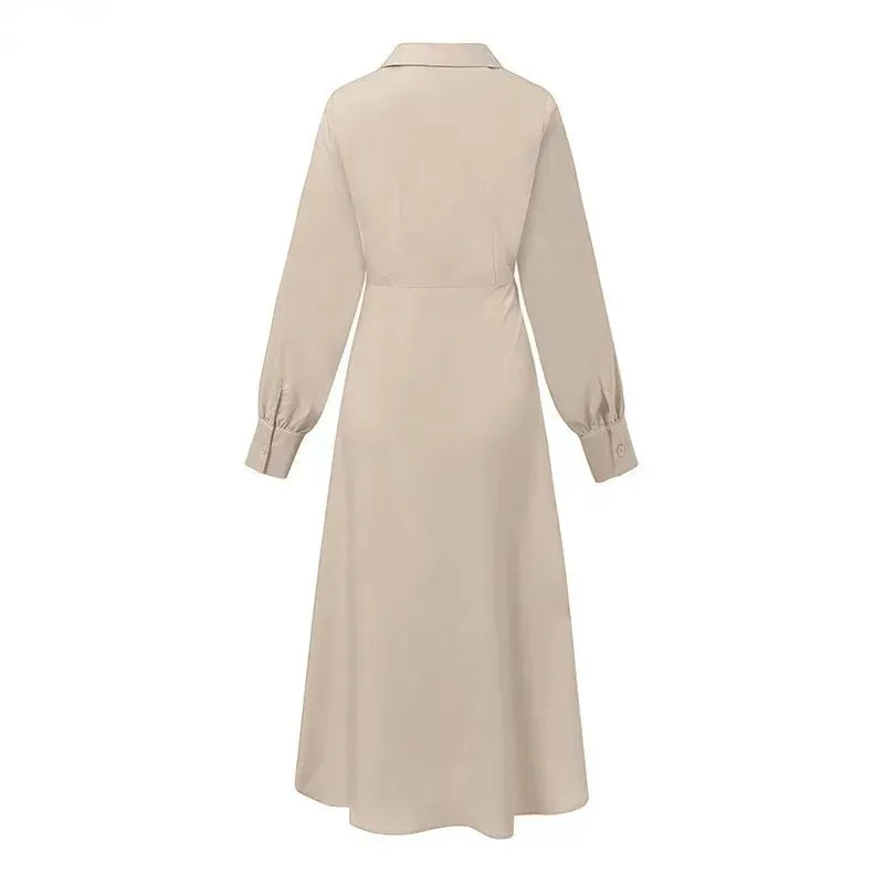 Elegant Asymmetrical Wrap Dress for Business Settings