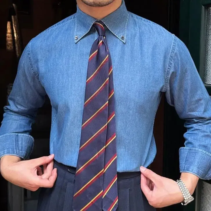 Elegant Denim Shirt - Cross & Crown