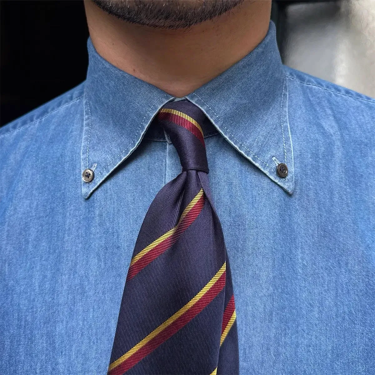 Elegant Denim Shirt - Cross & Crown