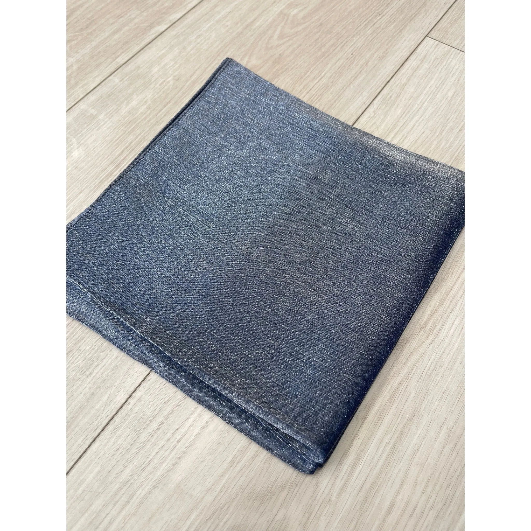 Elegant Metallic Square Headscarf - Navy/Silver