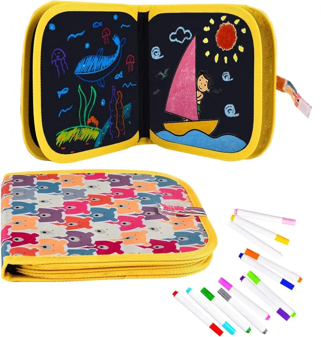 Erasable and Reusable Doodle Magic Book with 3 Markers & 2 Wipes