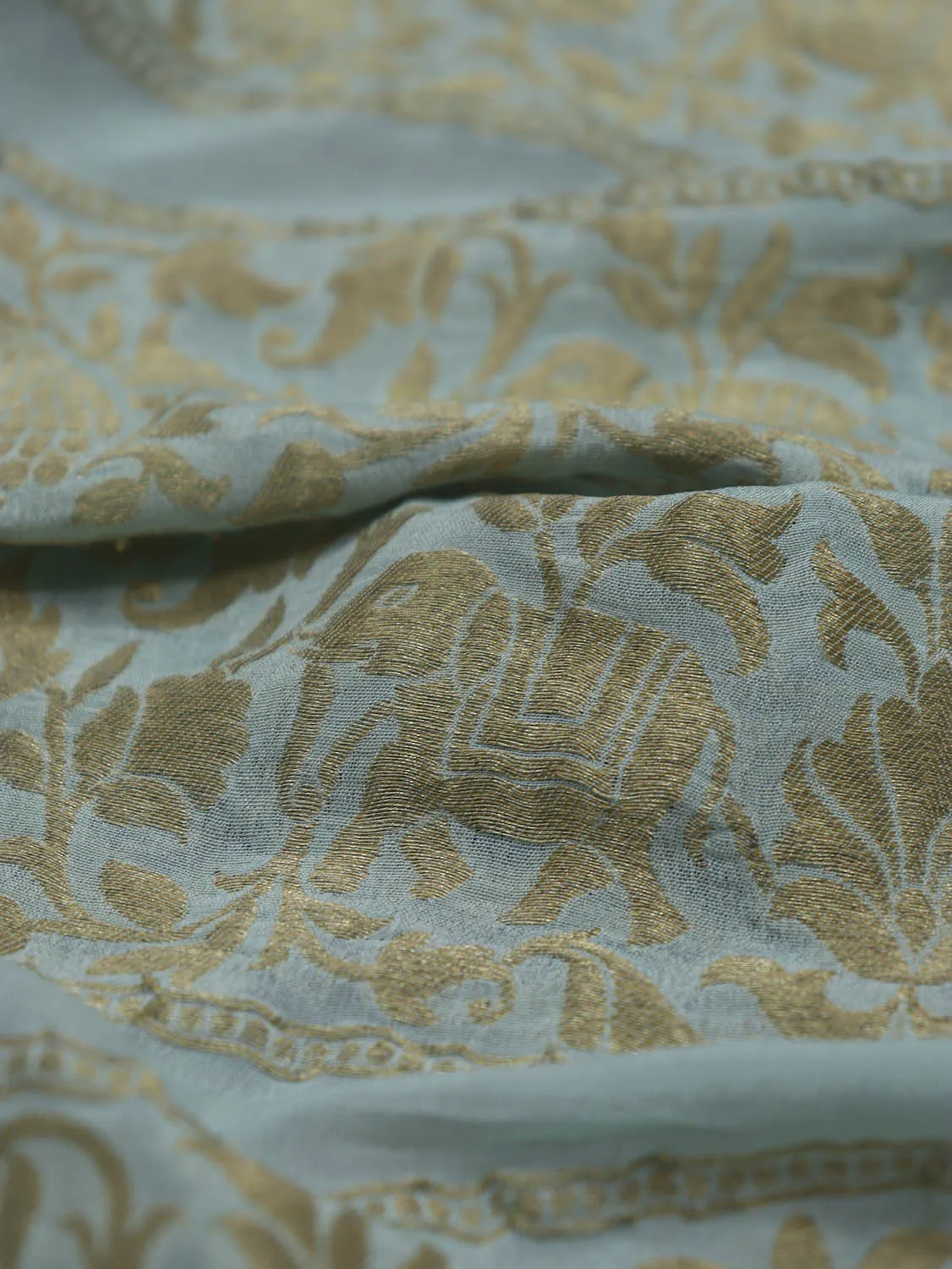 Exquisite Blue Banarasi Georgette Fabric - 1 Mtr Length