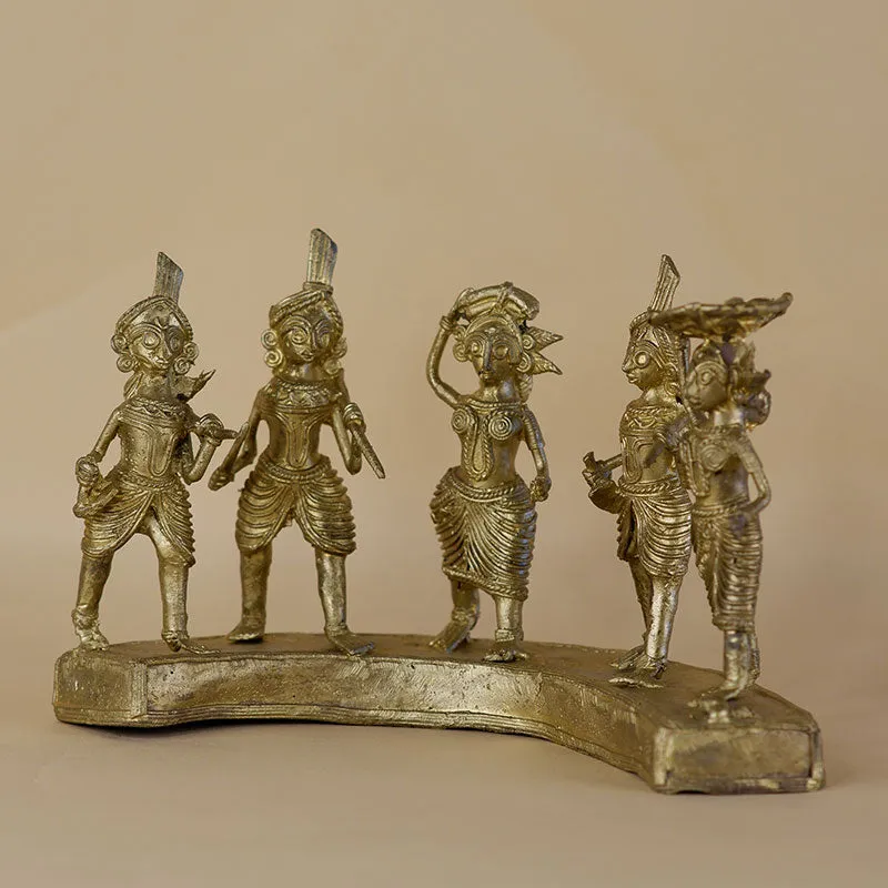 Exquisite Brass Dhokra Art Farmers Set | 9 Inches