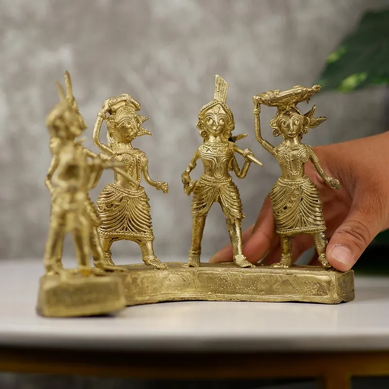 Exquisite Brass Dhokra Art Farmers Set | 9 Inches