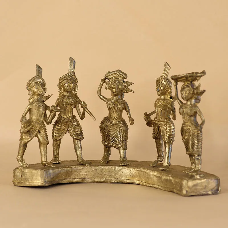 Exquisite Brass Dhokra Art Farmers Set | 9 Inches