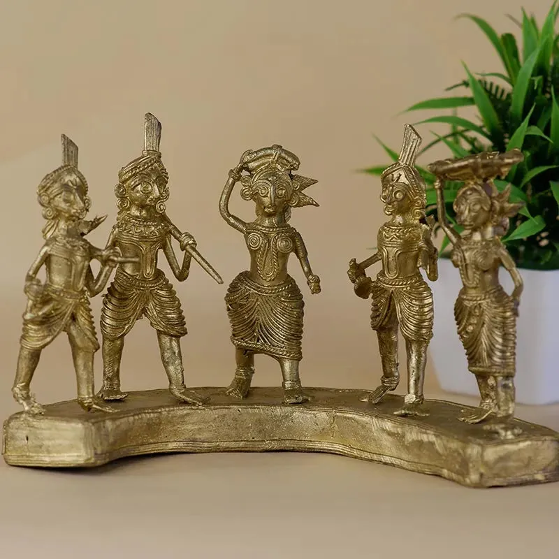 Exquisite Brass Dhokra Art Farmers Set | 9 Inches