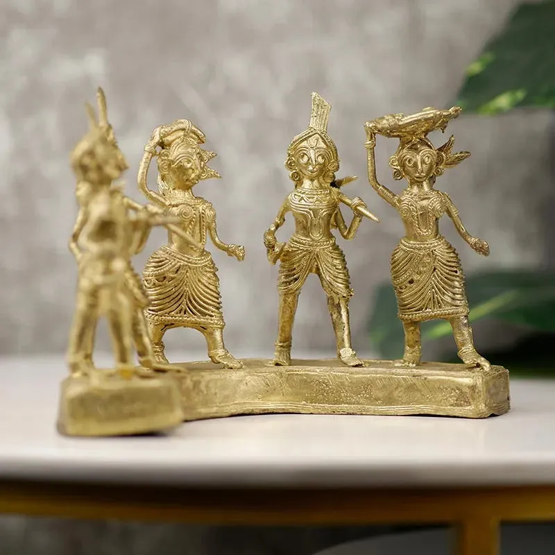 Exquisite Brass Dhokra Art Farmers Set | 9 Inches