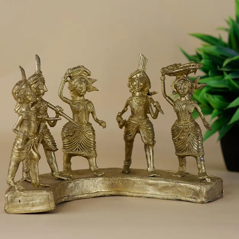 Exquisite Brass Dhokra Art Farmers Set | 9 Inches