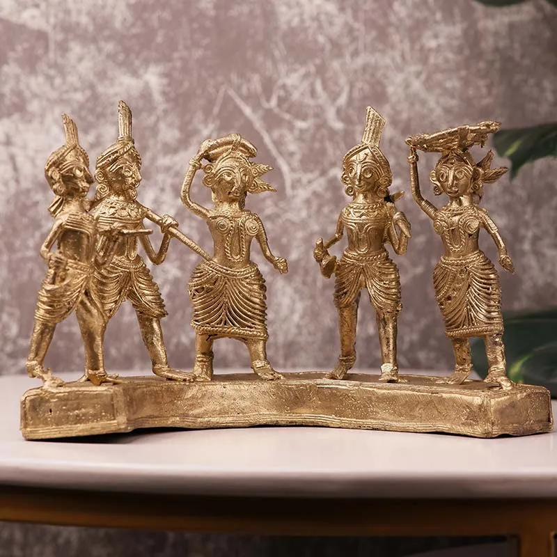 Exquisite Brass Dhokra Art Farmers Set | 9 Inches