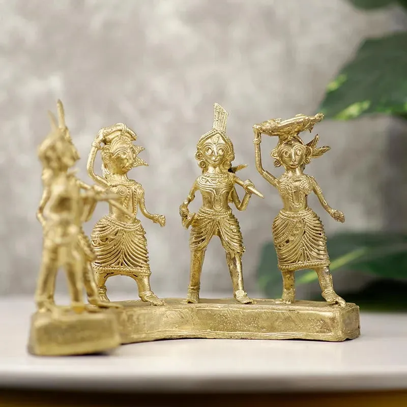Exquisite Brass Dhokra Art Farmers Set | 9 Inches
