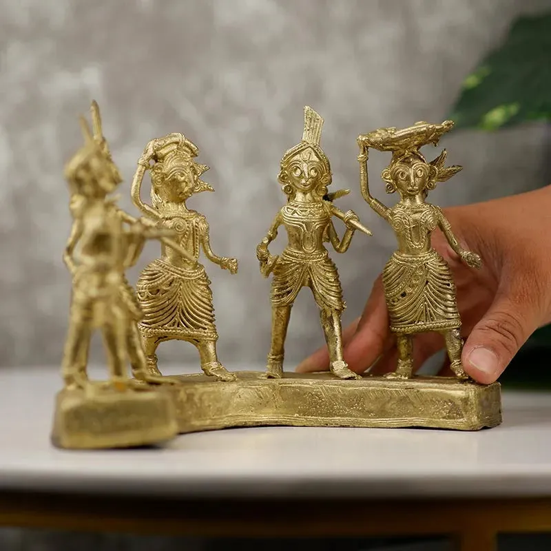 Exquisite Brass Dhokra Art Farmers Set | 9 Inches