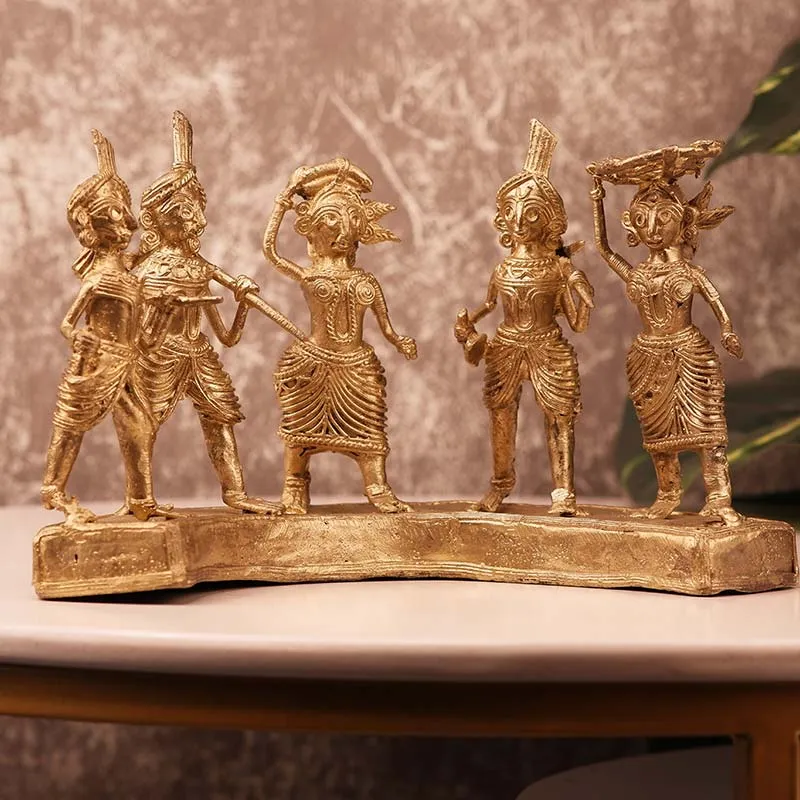 Exquisite Brass Dhokra Art Farmers Set | 9 Inches