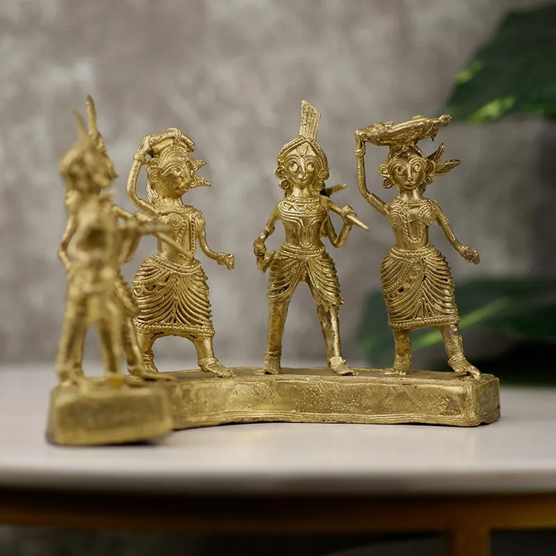 Exquisite Brass Dhokra Art Farmers Set | 9 Inches