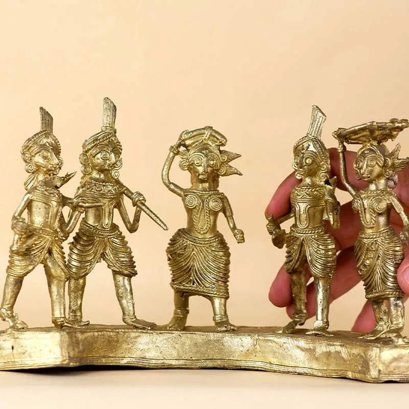 Exquisite Brass Dhokra Art Farmers Set | 9 Inches