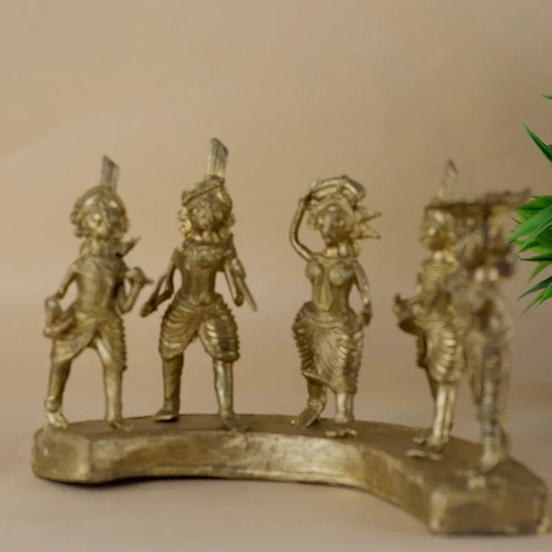 Exquisite Brass Dhokra Art Farmers Set | 9 Inches