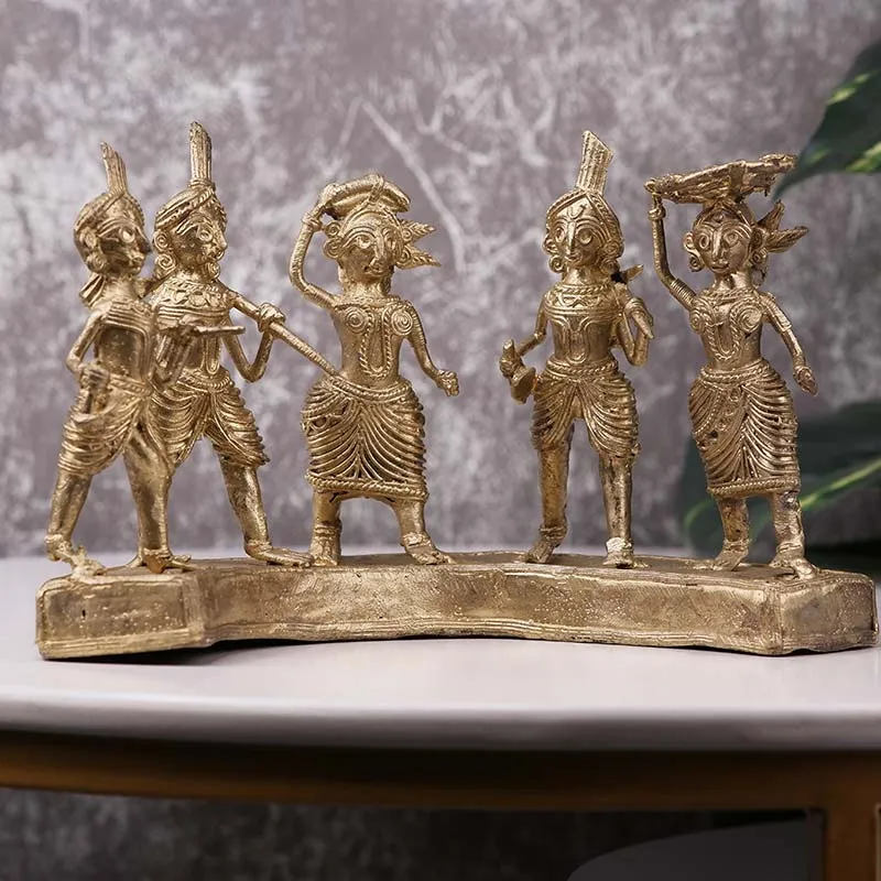 Exquisite Brass Dhokra Art Farmers Set | 9 Inches