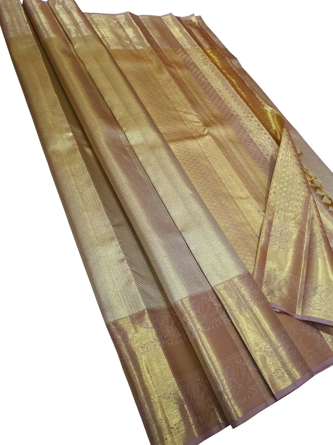 Exquisite Golden Kanjeevaram Silk Saree