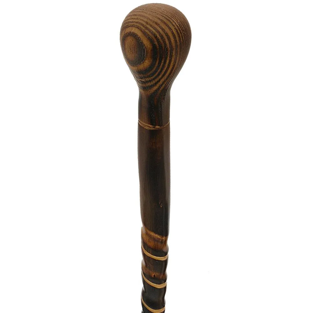Exquisite Hand-Carved Spiral Walking Stick - Chestnut