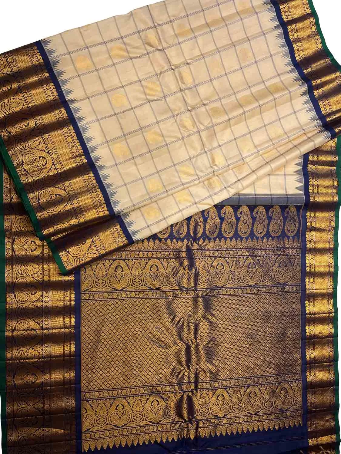 Exquisite Pastel Gadwal Silk Saree - Handloom Beauty