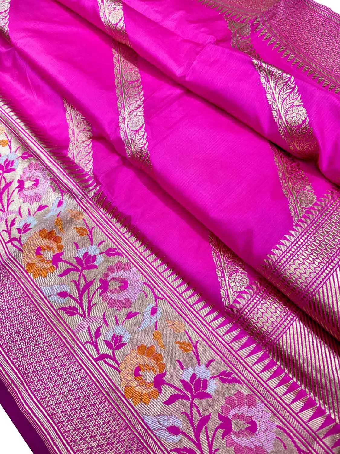 Exquisite Pink Banarasi Katan Silk Saree