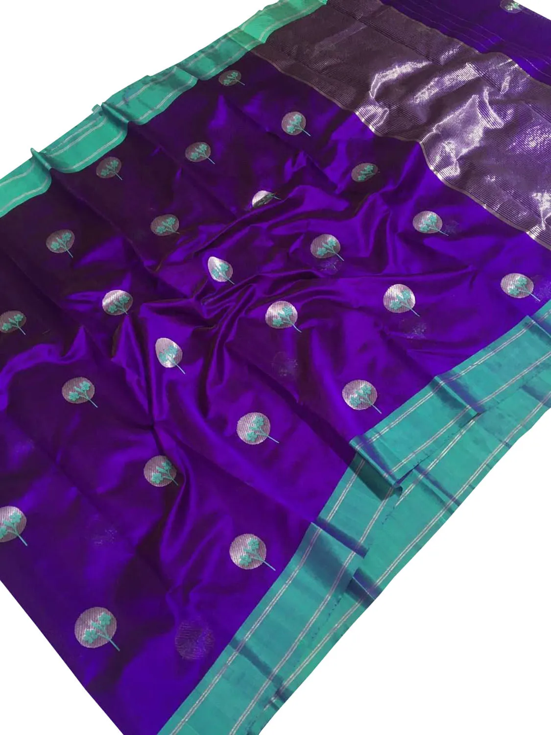 Exquisite Purple Chanderi Handloom Pure Katan Silk Saree