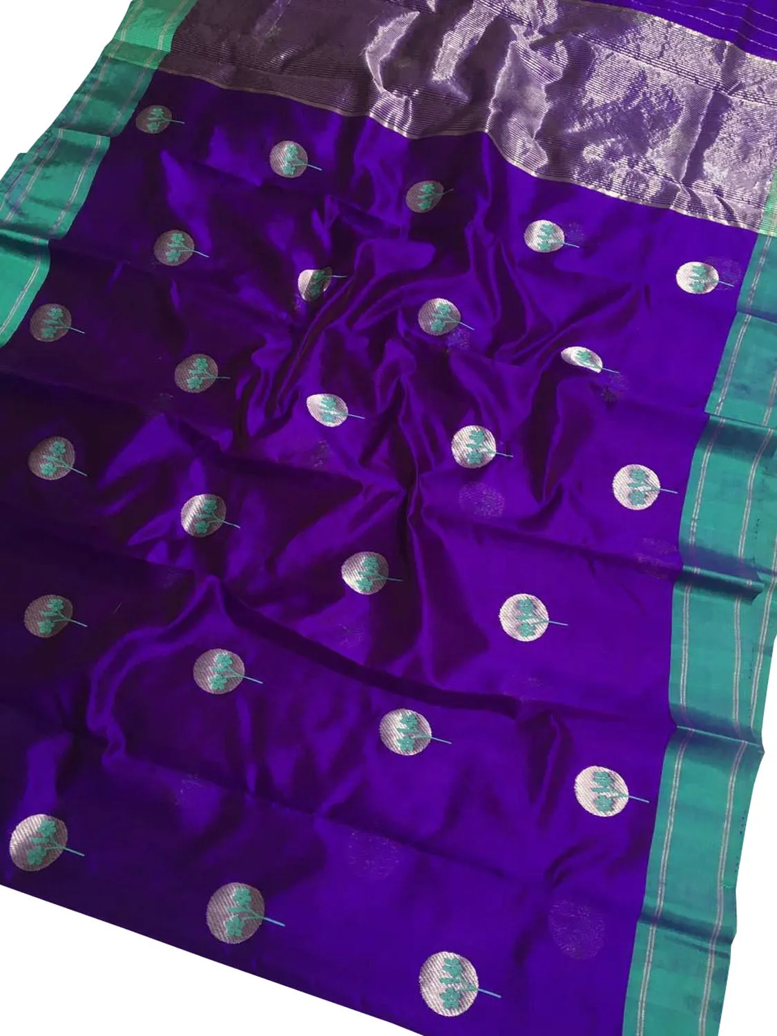 Exquisite Purple Chanderi Handloom Pure Katan Silk Saree