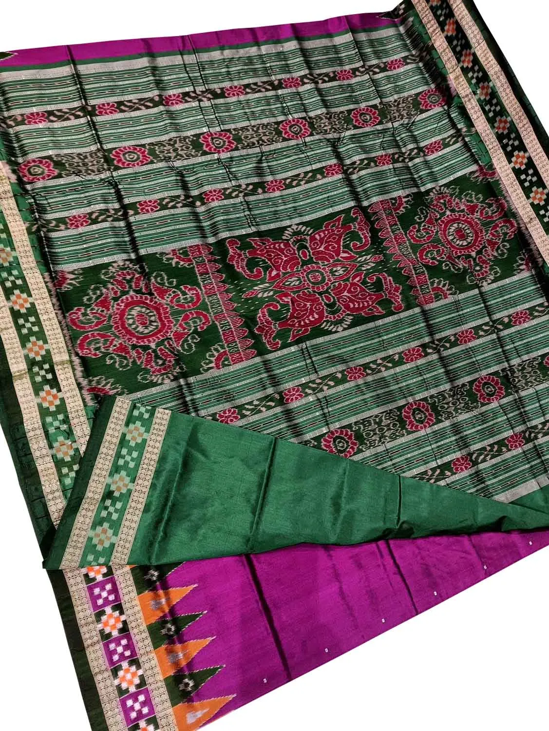 Exquisite Purple Handloom Double Ikat Silk Saree