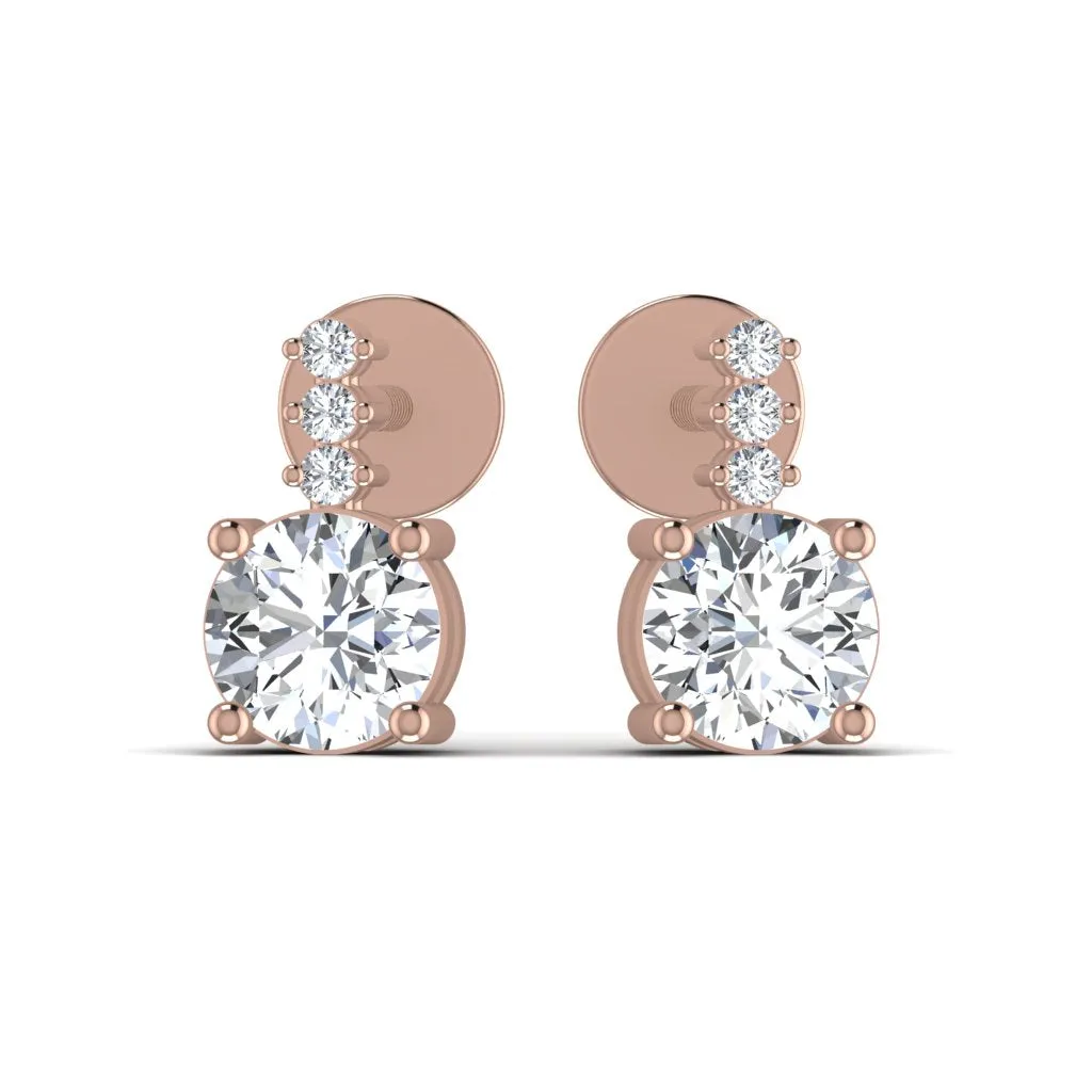Exquisite Round Diamond Stud Earring