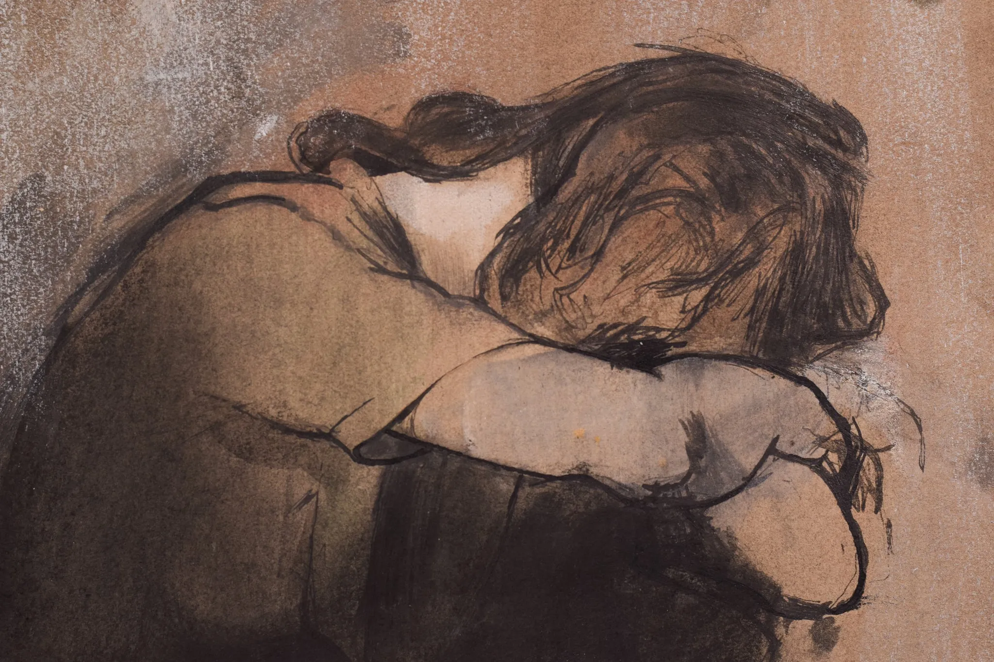 Exquisite Study of a Lady - Charcoal and Ink