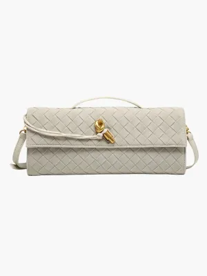 Faux Suede Braided Clasp Clutch Bag