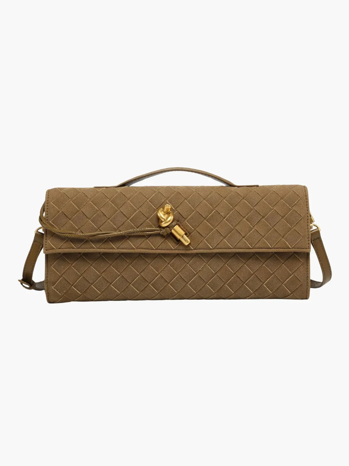 Faux Suede Braided Clasp Clutch Bag
