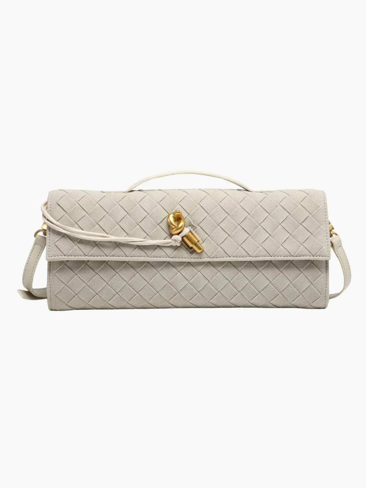 Faux Suede Braided Clasp Clutch Bag