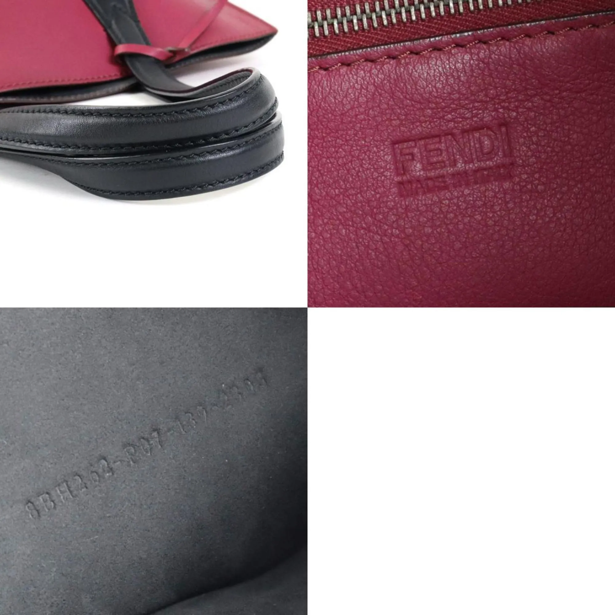 FENDI Handbag Tote Bag Leather Magenta/Black Ladies